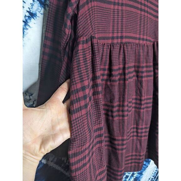 Wild Fable Red Plaid Babydoll Dress Small - Picture 4 of 10